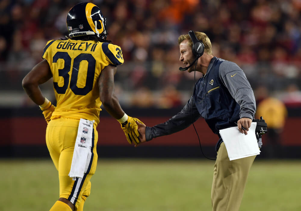 Sean McVay and Todd Gurley of the Los Angeles Rams
