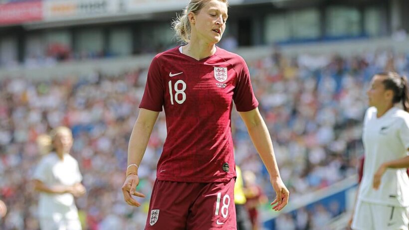 England's Ellen White on the pitch.