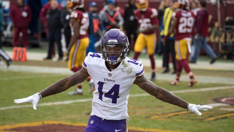 Stefon Diggs celebrates a touchdown.