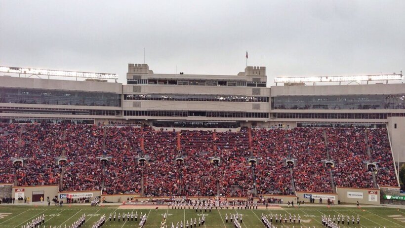 Hokies spelled out on field
