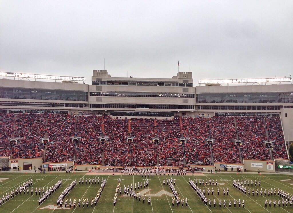 Hokies spelled out on field