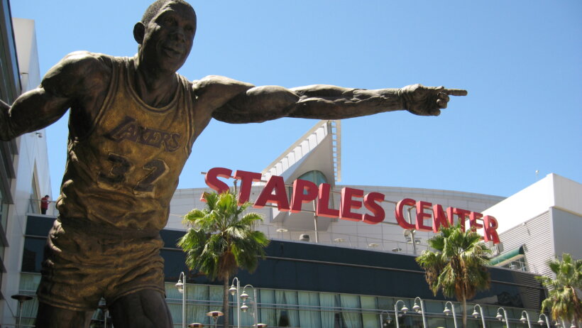 Magic's statue outside of the Staples Center