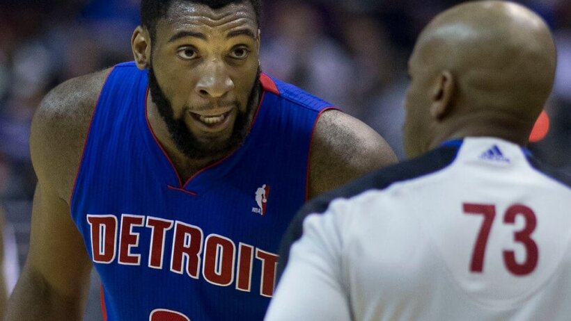 Andre Drummond talking to referee