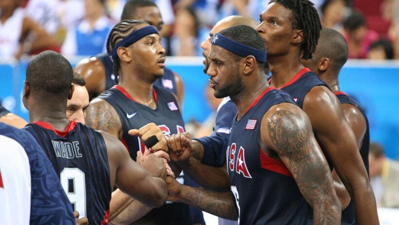 LeBron James and Olympic teammates