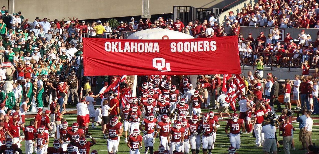 Oklahoma Sooners taking the field