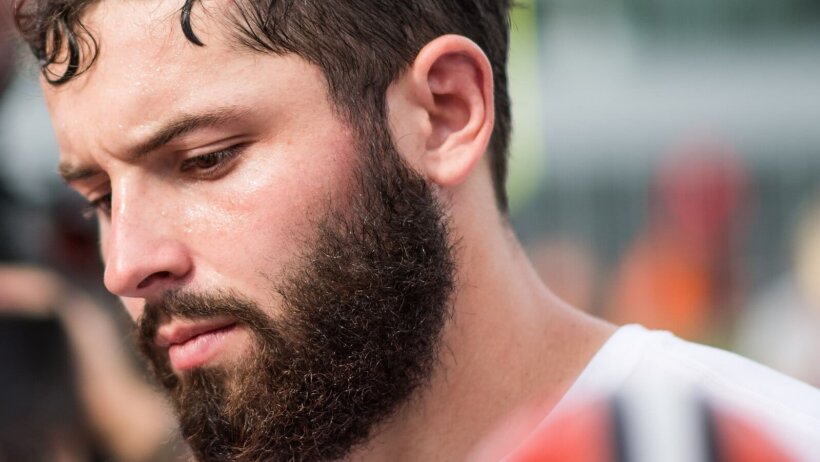 closeup of baker mayfield's face