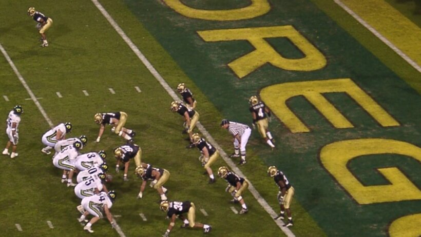 Oregon Ducks and Colorado Buffaloes waiting for the whistle