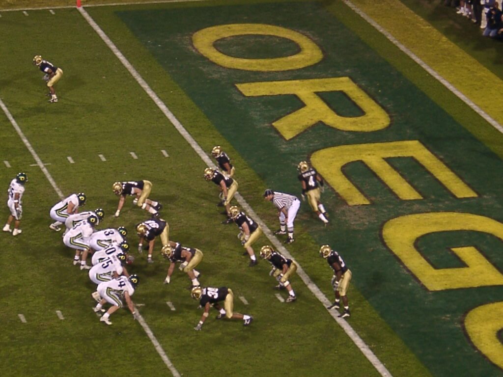 Oregon Ducks and Colorado Buffaloes waiting for the whistle