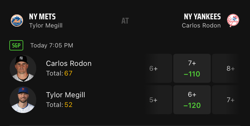 DraftKings prop bet for strikeouts. How to bet on baseball.
