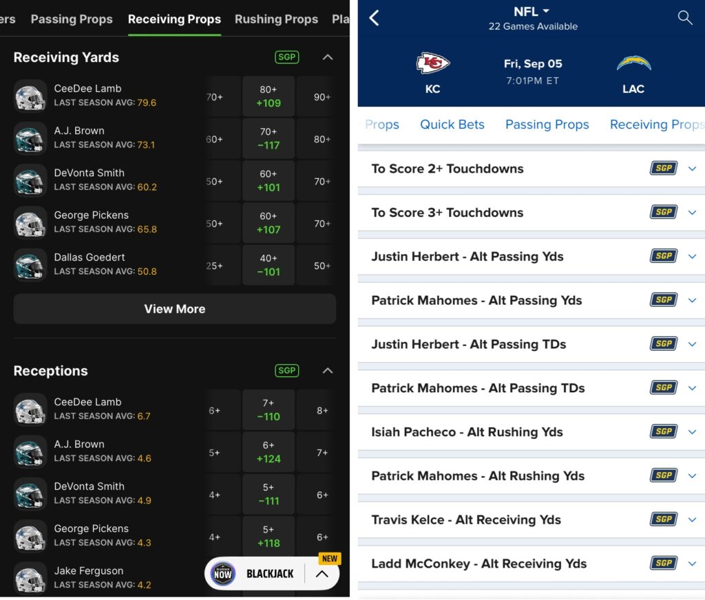 NFL Player Prop Betting. DraftKings and FanDuel selections.