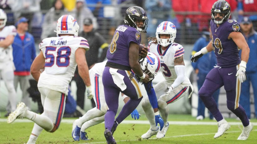 Baltimore Ravens quarterback Lamar Jackson running out of the tunnel