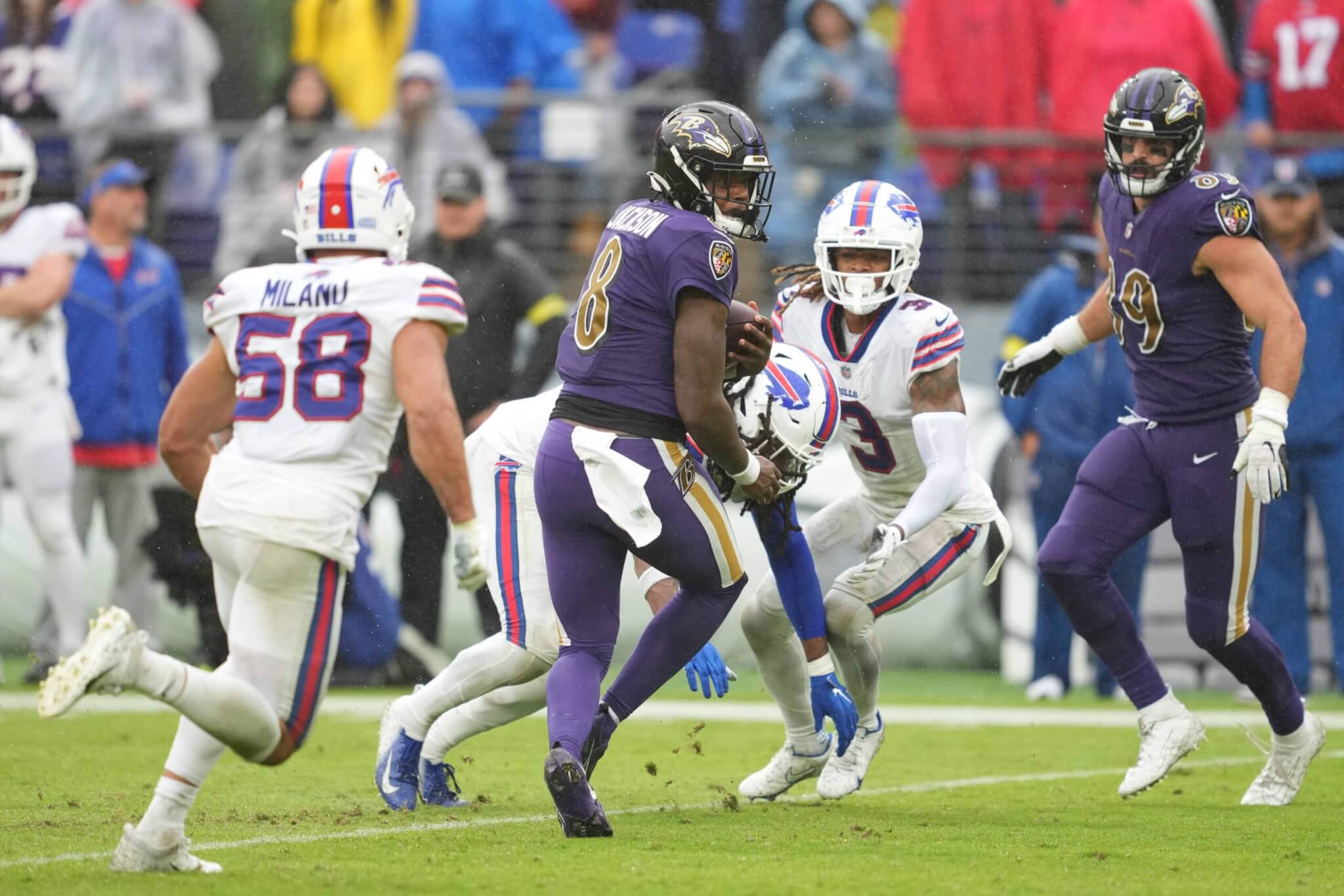 Baltimore Ravens quarterback Lamar Jackson running out of the tunnel