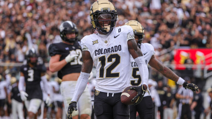 Colorado Buffaloes wide receiver Travis Hunter scores a touchdown