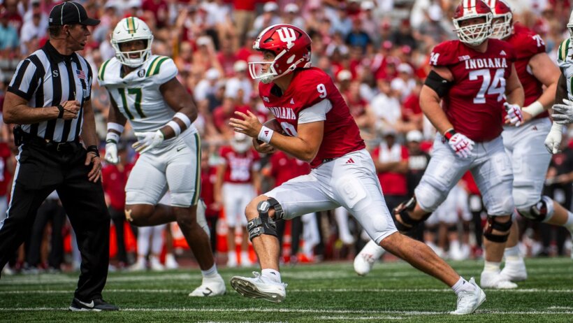 Indiana quarterback Kurtis Rourke scrambles for a touchdown