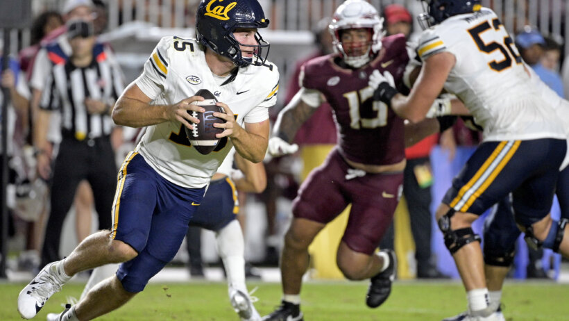 California Golden Bears quarterback Fernando Mendoza looks to throw