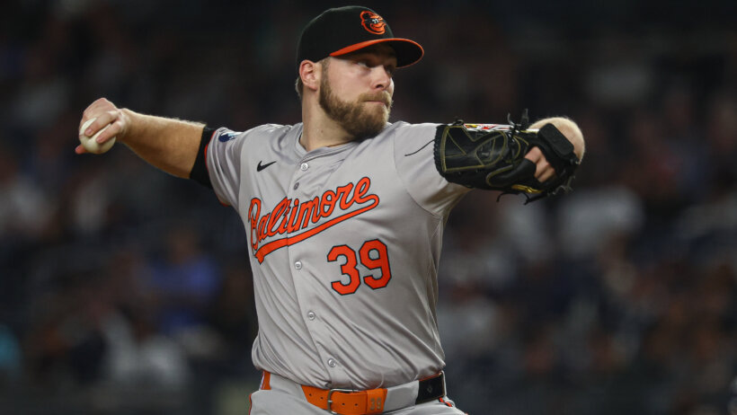 Baltimore Orioles starting pitcher Corbin Burnes delivers a pitch