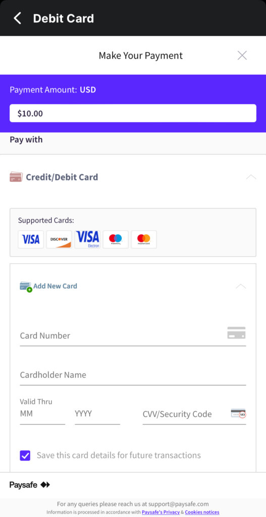 Visa casinos debit card