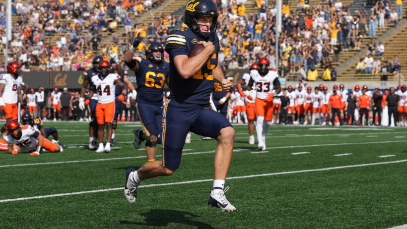 Fernando Mendoza runs in for a touchdown versus Oregon State.