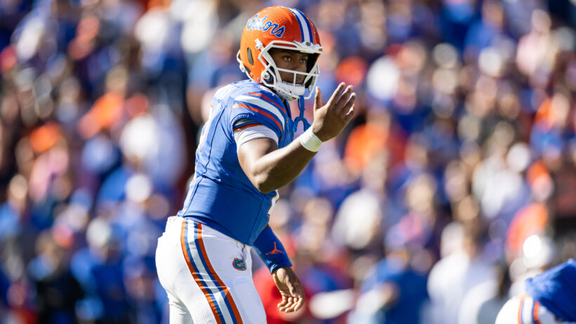 Florida Gators quarterback DJ Lagway gestures before the snap