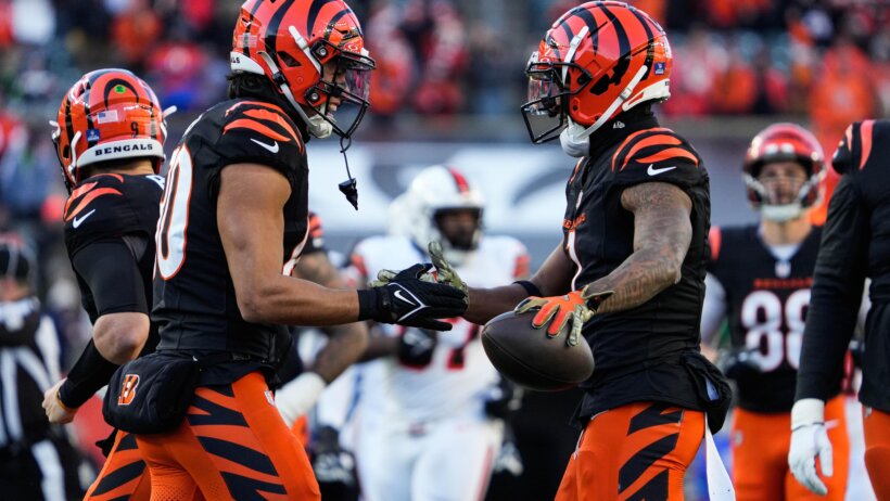 Cincinnati Bengals Ja'Marr Chase celebrating a TD