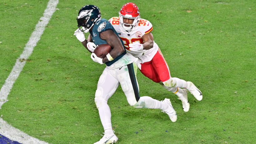 Philadelphia Eagles wide receiver A.J. Brown running with the ball