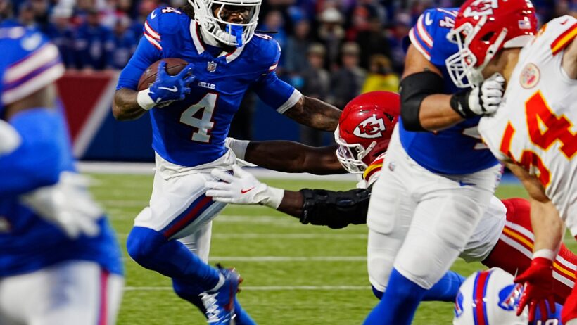 Buffalo Bills running back James Cook rushes the ball against the Kansas City Chiefs