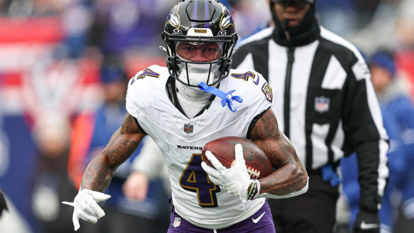 Baltimore Ravens wide receiver Zay Flowers running with the ball