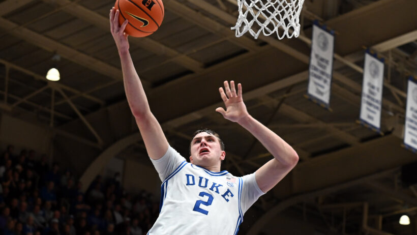 Duke Blue Devils forward Cooper Flagg scoring a layup