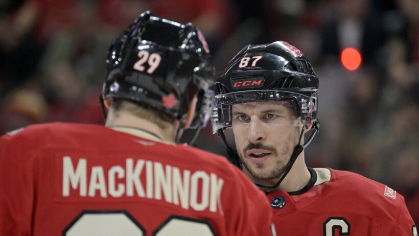 Sidney Crosby and Nathan MacKinnon at 4 Nations Face-Off