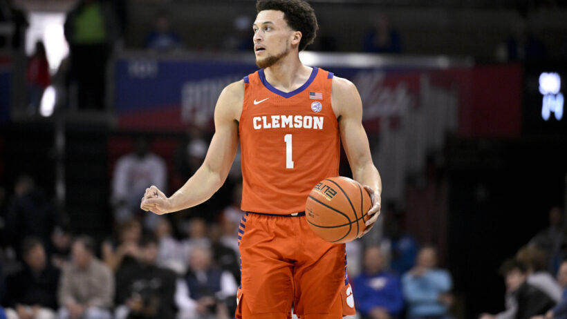 Chase Hunter dribbling basketball