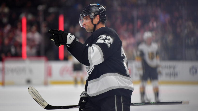 Los Angeles Kings left wing Kevin Fiala celebrates his goal scored against the Vegas Golden Knights
