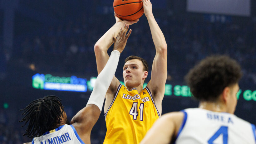 Jacob Ognacevic shooting over defender
