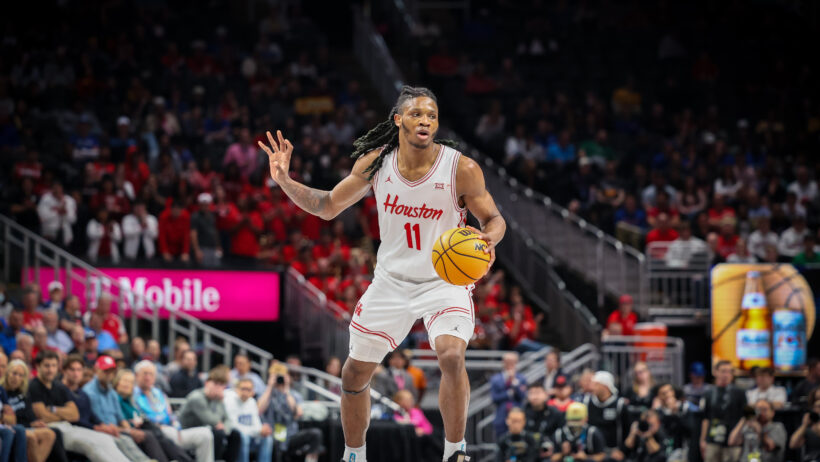 Houston Cougars forward Joseph Tugler running the offense