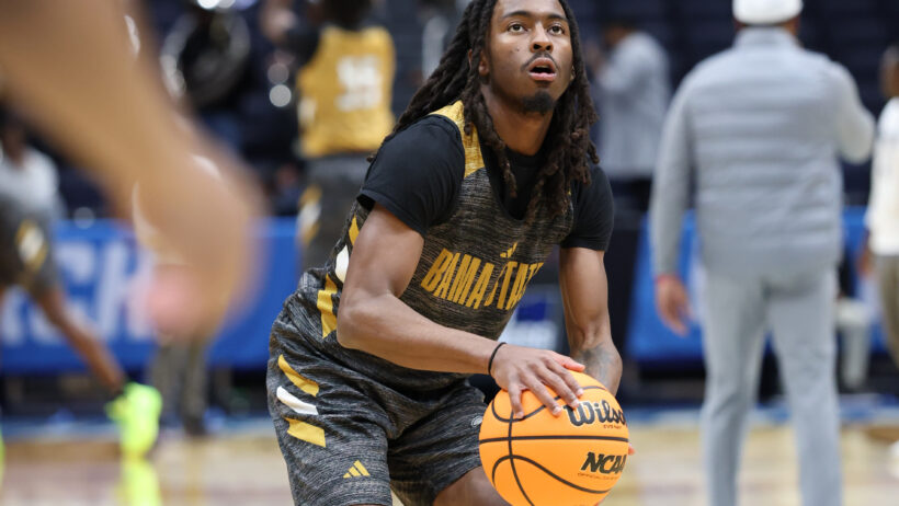 Alabama State Hornets guard Shawn Fulcher practicing