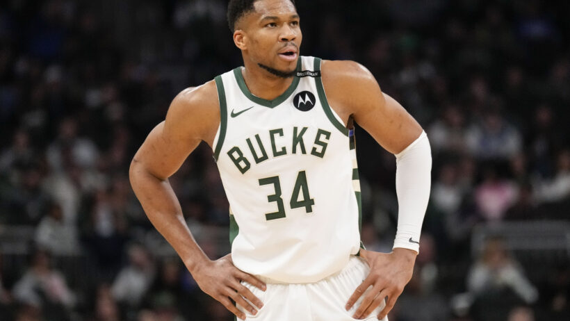 Giannis Antetokounmpo hands on hips