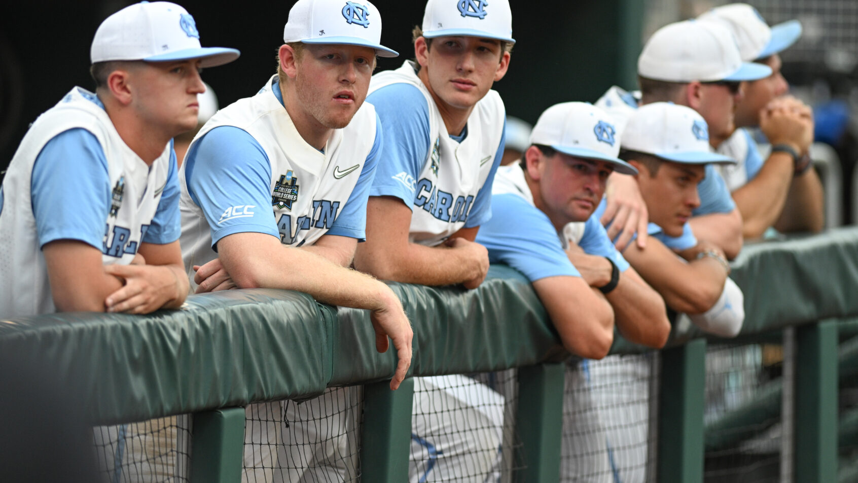 North Carolina players in dugout