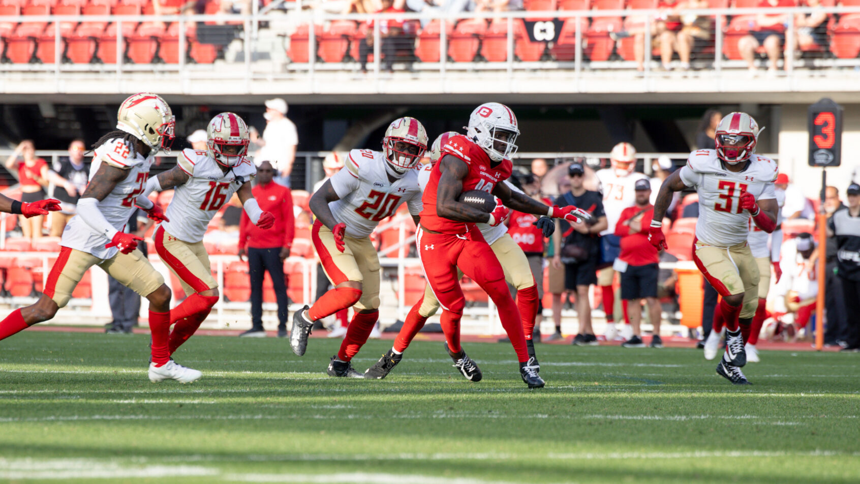 Jordan Ta'amu scrambles versus Birmingham.