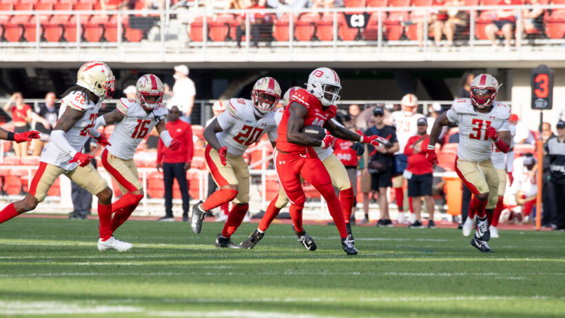 Jordan Ta'amu scrambles versus Birmingham.