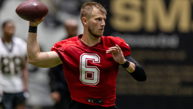Tyler Shough throws pass