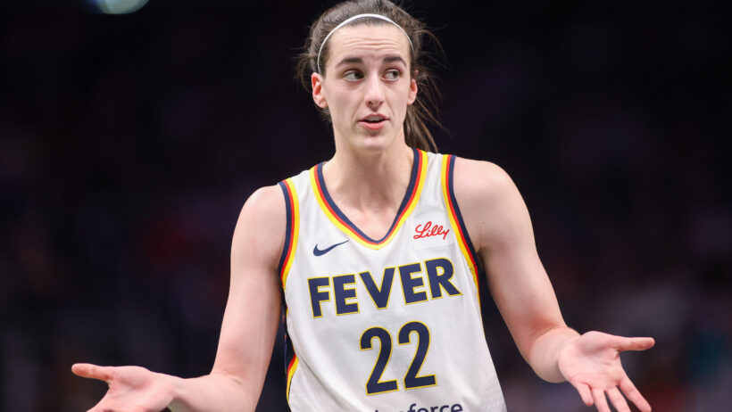 Caitlin Clark hands out