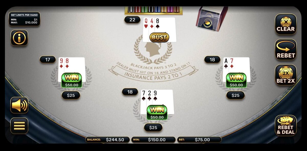 caesars-online-casino-nj-Multihand Blackjack Surrender