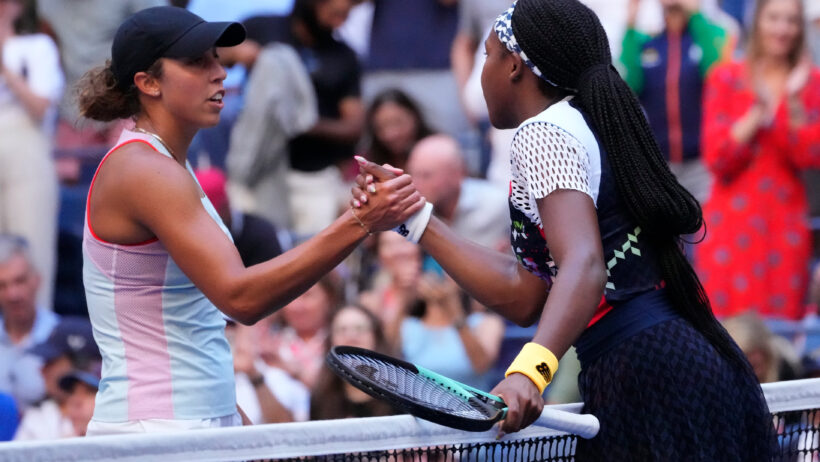 Coco Gauff and Madison Keys shaking hands after a match