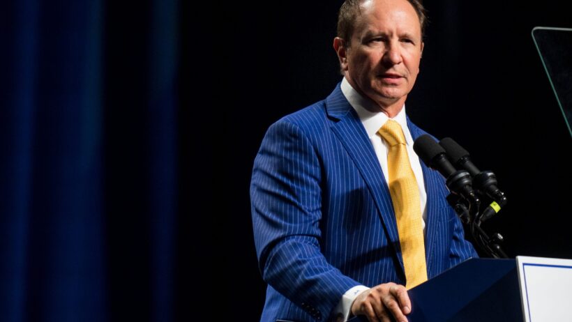 Louisiana Gov. Jeff Landry speaks during the Tennessee Republican Party's Statesmen's Dinner at Music City Center in Nashville, Tenn., Saturday, June 15, 2024.