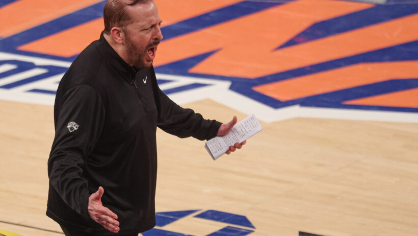 New York Knicks head coach Tom Thibodeau yelling