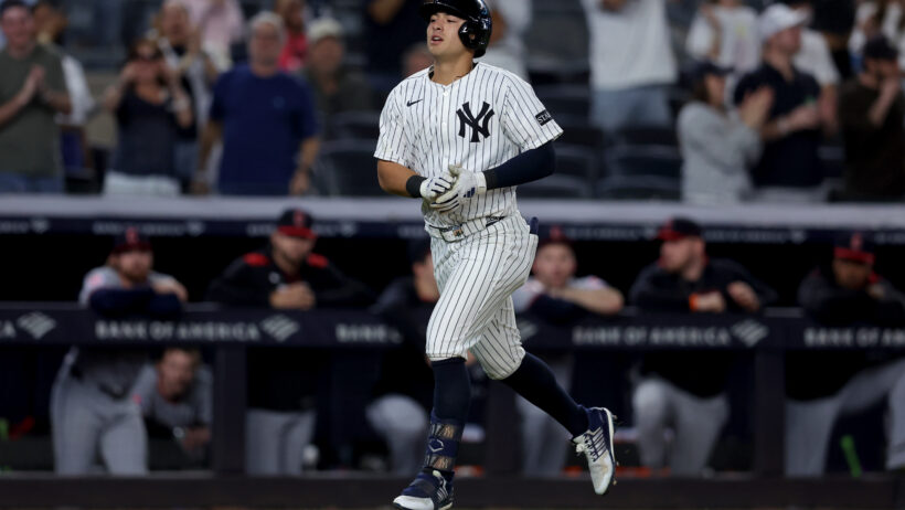 Anthony Volpe rounding the bases after hitting a home run