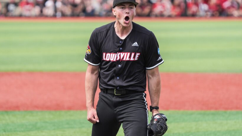 Patrick Forbes celebrates after getting out of a jam against Miami.