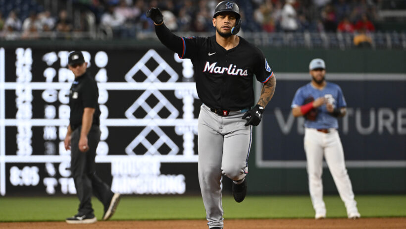 Agustin Ramirez rounds the bases after hitting a home run