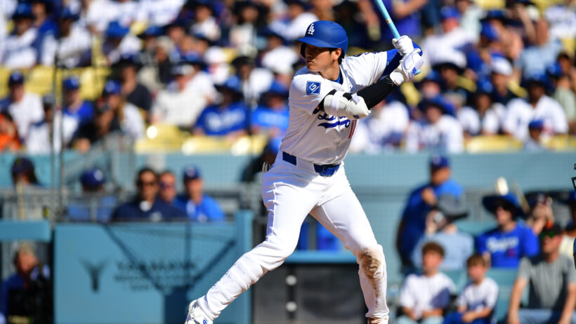 Los Angeles Dodgers designated hitter Shohei Ohtani at the plate