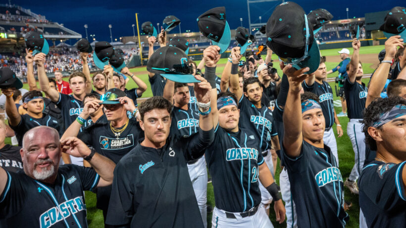 Coastal Carolina celebrates another win after knocking off Oregon State.