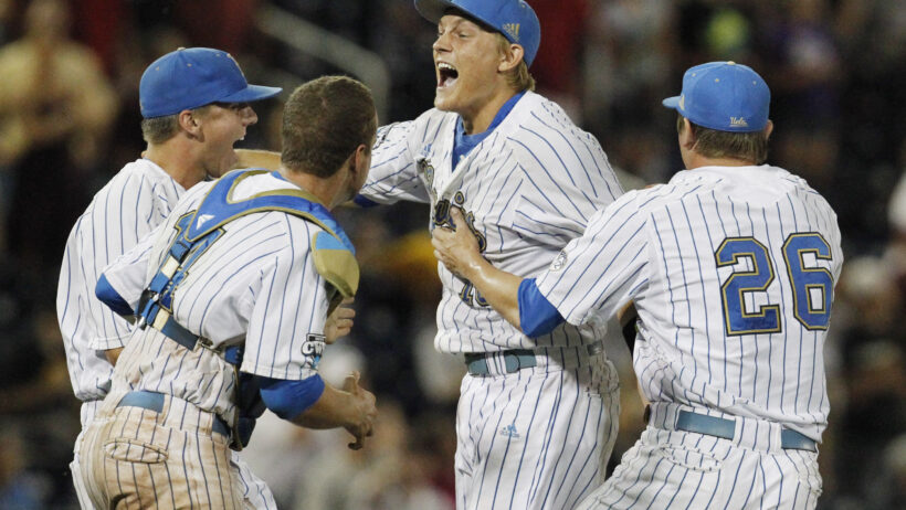 UCLA celebrates its Regional Round win over Mississippi State.